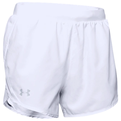 Shop Under Armour Womens  Heatgear Fly By 2.0 Shorts In White/white/reflective