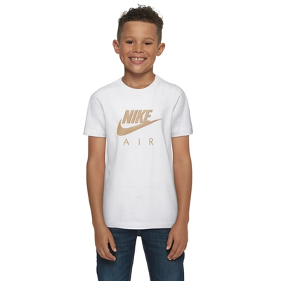 Shop Nike Boys  Air Logo T-shirt In White/gold