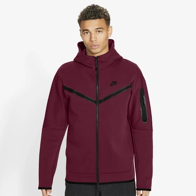 Shop Nike Mens  Tech Fleece Full-zip Hoodie In Dark Beetroot/black