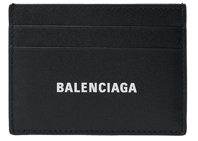 Pre-owned Balenciaga Logo Print (4 Card Slot) Card Holder Black