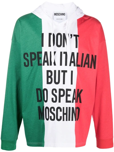 Shop Moschino Slogan-print Hooded T-shirt In Red