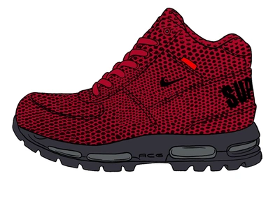 Pre-owned Nike Air Max Goadome Supreme Fire Red In Fire Red/black 