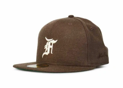 Pre-owned Fear Of God Essentials New Era Fitted Cap Brown/white
