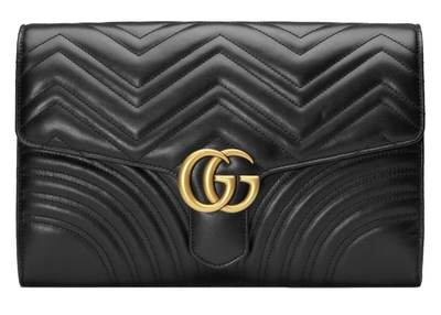 Pre-owned Gucci  Gg Marmont Clutch Black