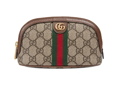 Pre-owned Gucci Ophidia Gg Medium Cosmetic Case Beige/ebony