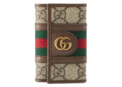 Pre-owned Gucci Ophidia Gg Key Case Beige/ebony