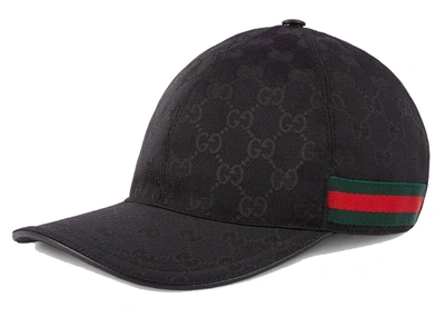 Pre-owned Gucci  Original Gg Canvas Baseball Hat With Web Black