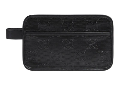 Pre-owned Gucci  Gg Embossed Cosmetic Case Black