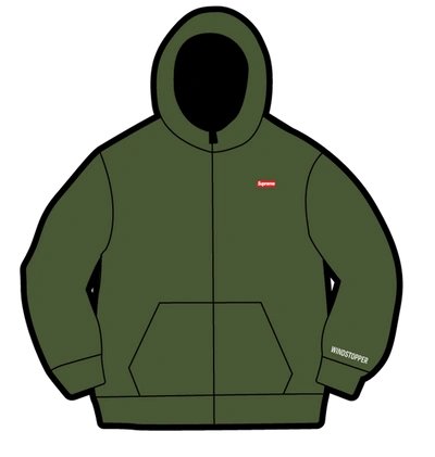 Pre-owned Supreme  Windstopper Zip Up Hooded Sweatshirt Dark Olive