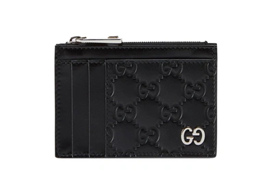 Pre-owned Gucci  Signature Card Case Black