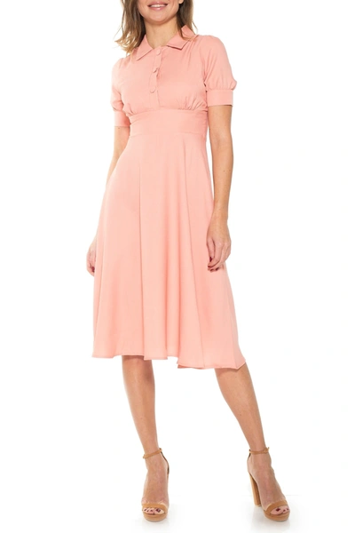 Shop Alexia Admor Printed Spread Collar Midi Dress In Pink