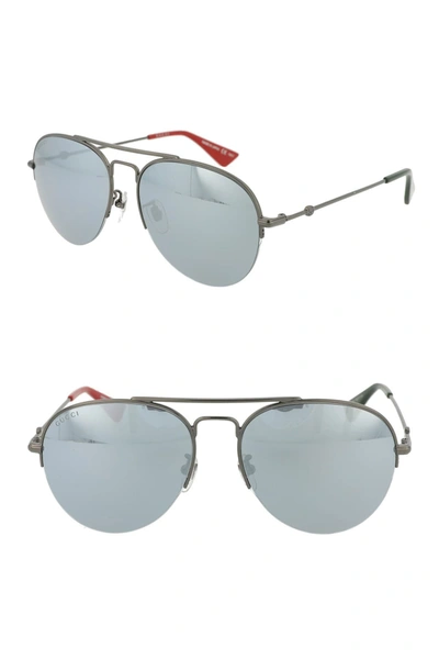 Shop Gucci Core 56mm Aviator Sunglasses In Shiny Dark Ruthenium
