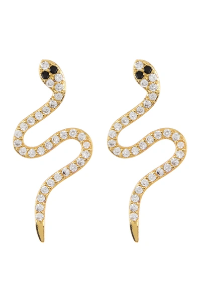 Shop Adornia 14k Yellow Gold Plated Swarovski Crystal Snake Stud Earrings