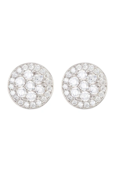 Shop Adornia White Rhodium Plated Swarovski Crystal Halo Earrings In Silver