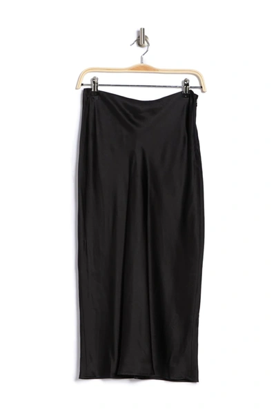 Shop L Agence L'agence Perin Bias Cut Silk Satin Midi Skirt In Black