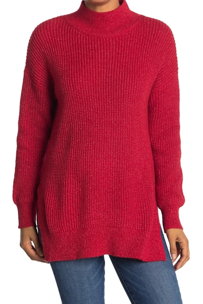 Shop Abound Cozy Mock Neck Dolman Tunic Sweater In Red Couture