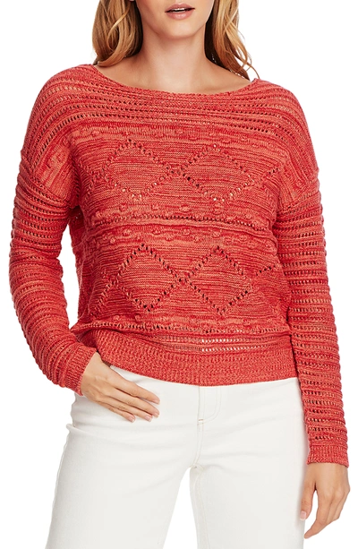Shop Vince Camuto Long Sleeve Novelty Popcorn Stitch Sweater In Bright Cor