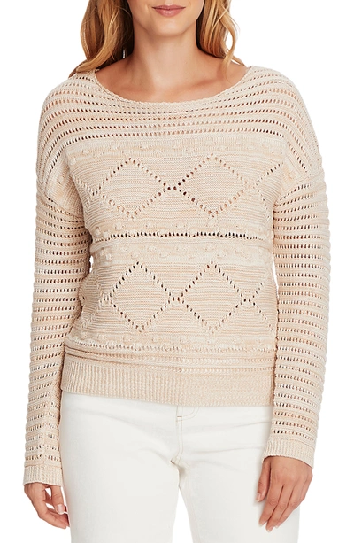 Shop Vince Camuto Long Sleeve Novelty Popcorn Stitch Sweater In Antiq White