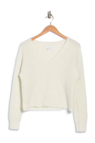 Shop Abound V-neck Fuzzy Knit Pullover Sweater In Ivory