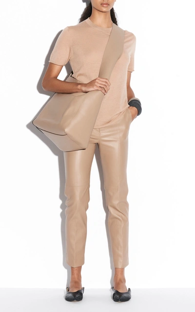 Shop Joseph Coleman Cropped Stretch-leather Pants In Neutral