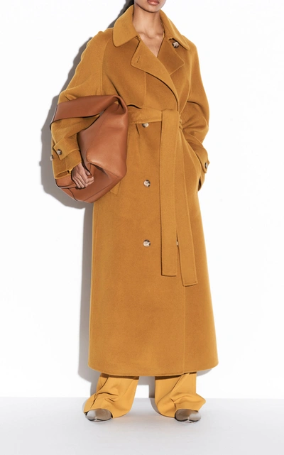 Shop Joseph Colette Wool-cashmere Coat In Yellow