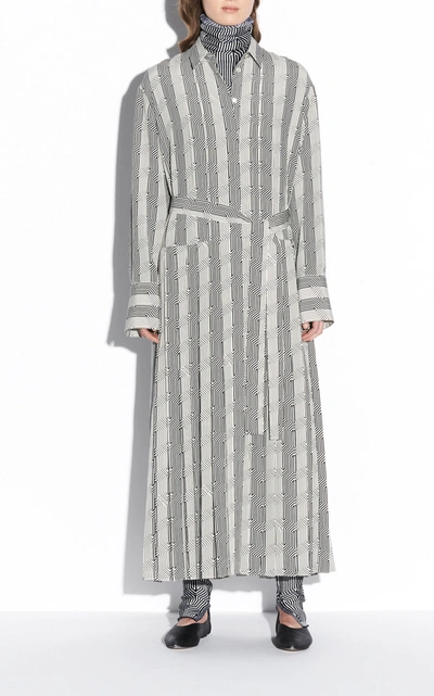 Shop Joseph Deona Optical Geo Print Silk Dress In Stripe