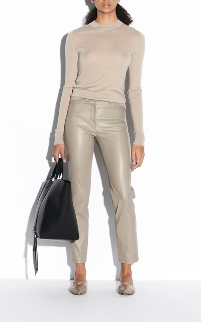 Shop Joseph Women's Teddy Cropped Stretch-leather Pants In Grey