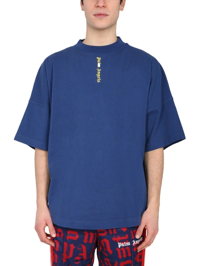 Shop Palm Angels Crew Neck T-shirt In Blue
