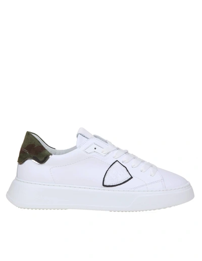 Shop Philippe Model Temple Sneakers In White Leather In White/black