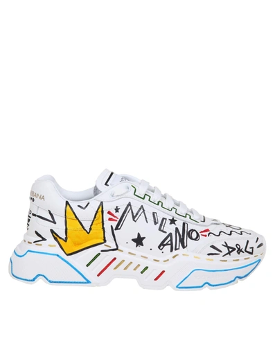 Shop Dolce & Gabbana Daymaster Sneakers In Leather In White