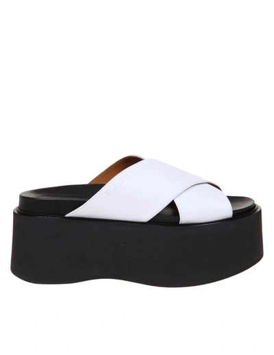 Shop Marni Sandals In Leather With Platform In White