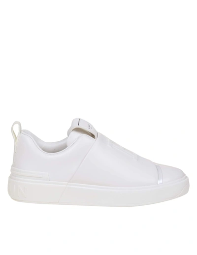 Shop Balmain B-court Easy Sneakers In Leather With Logo In White