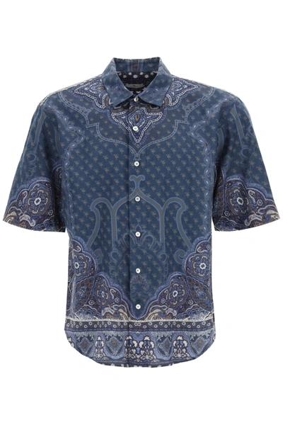 Shop Etro Scarf Print Short-sleeved Shirt In Blue (blue)
