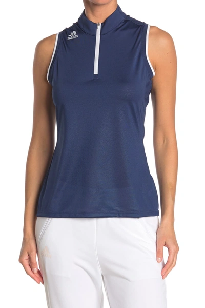 Shop Adidas Golf Gradient Quarter Zip Sleeveless Polo Shirt In Tecind