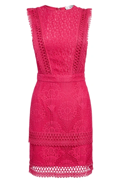 Shop Adelyn Rae Shayna Mixed Lace Dress In Fuchsia