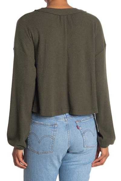 Shop Abound Cozy V-neck Long Sleeve T-shirt In Olive Night