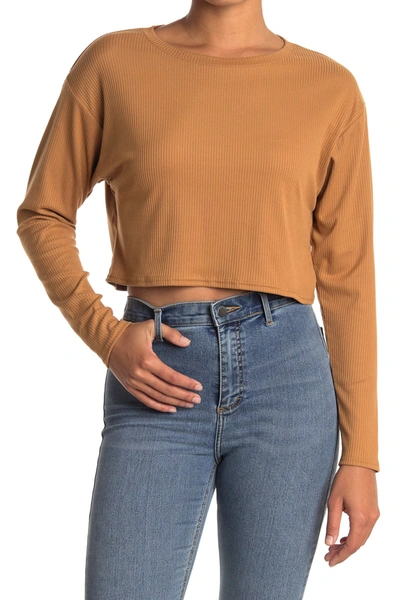 Shop Abound Cropped Rib Knit Shirt In Tan Dale