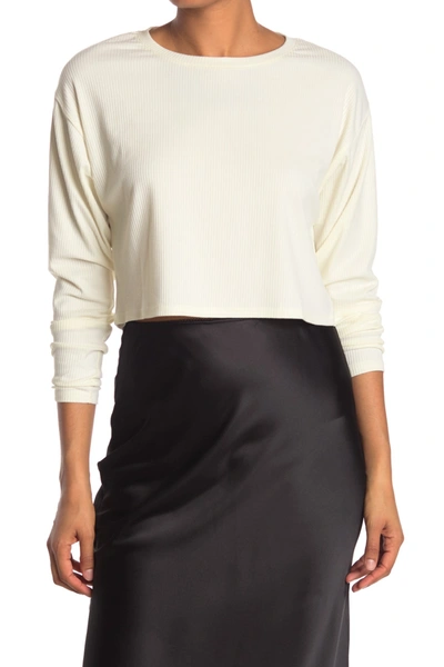 Shop Abound Cropped Rib Knit Shirt In Ivory
