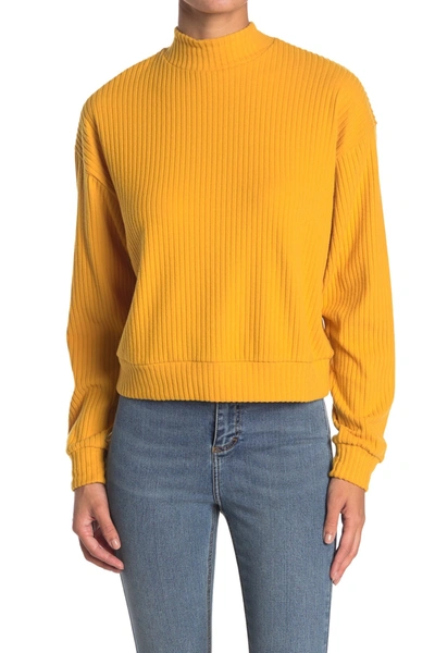 Shop Abound Brushed Ribbed Knit Mock Neck Sweater In Yellow Mineral