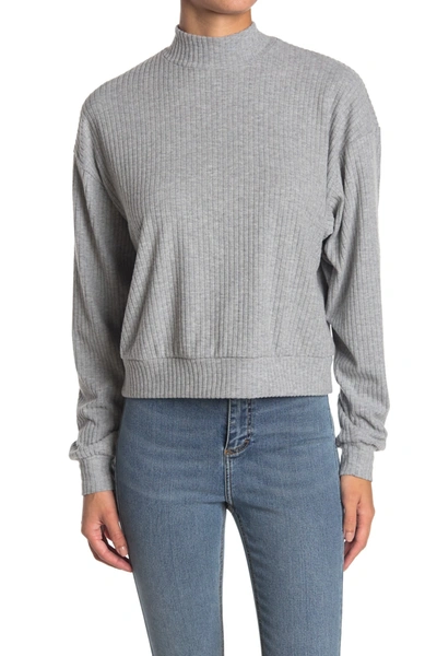 Shop Abound Brushed Ribbed Knit Mock Neck Sweater In Grey Heather