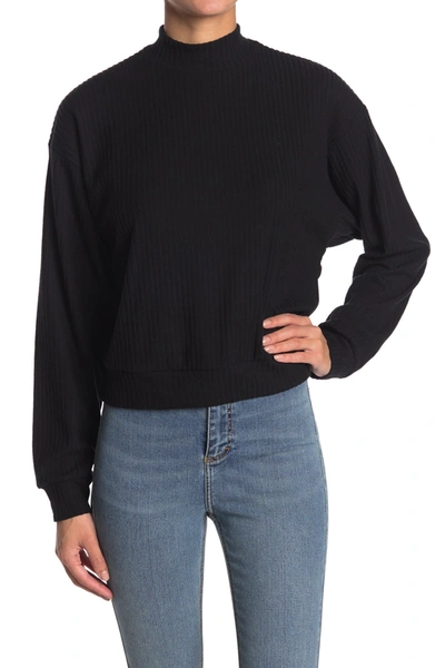 Shop Abound Brushed Ribbed Knit Mock Neck Sweater In Black