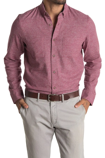Shop Wallin & Bros Grindle Long Sleeve Regular Fit Shirt In Red Earth Grey Silk Grindle