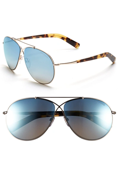 Shop Tom Ford Eva 61mm Aviator Sunglasses In Mlruth/smkg