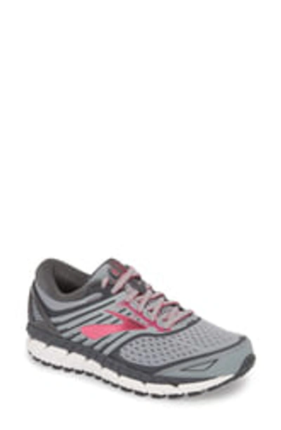 Shop Brooks Ariel 18 Running Shoe In Grey/grey/pink