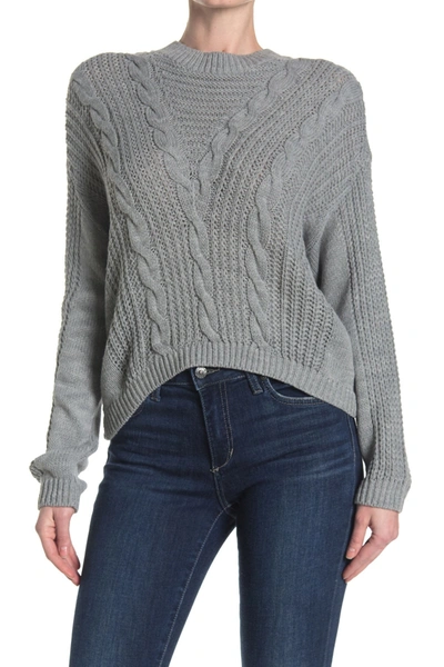Shop Abound Crew Neck Cable Knit Sweater In Grey Light Heather