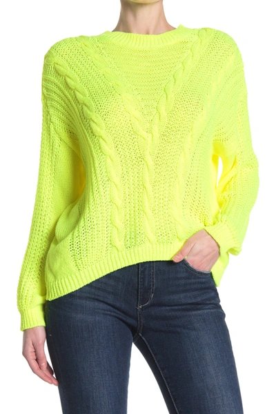 Shop Abound Crew Neck Cable Knit Sweater In Green Limecream