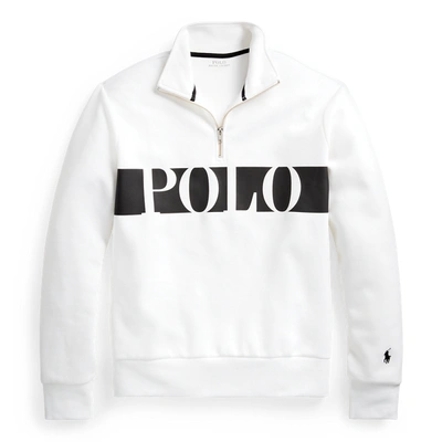 Shop Polo Ralph Lauren Logo Double-knit Sweatshirt In White