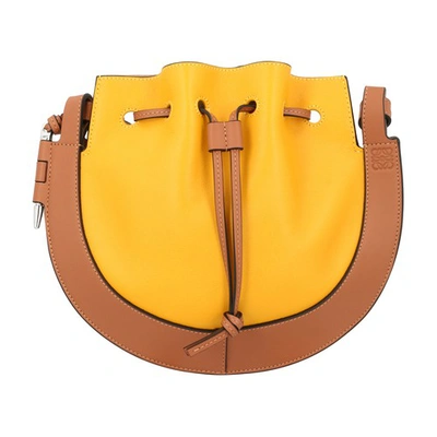 Shop Loewe Horseshoe Small Bag In Narcisus Yellow Tan