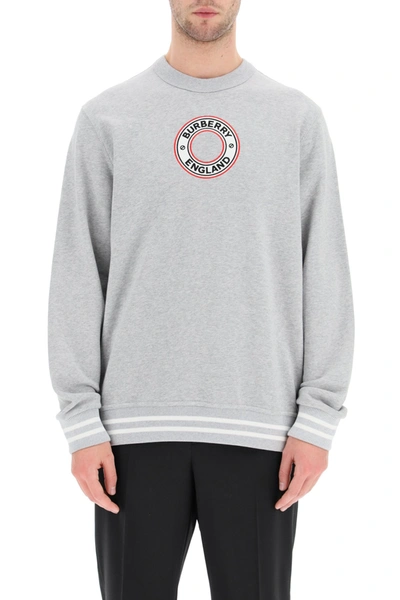 Shop Burberry Logo Graphic Appliqué Sweatshirt In Grey