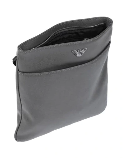 Shop Emporio Armani Man Cross-body Bag Grey Size - Bovine Leather, Polyurethane Coated